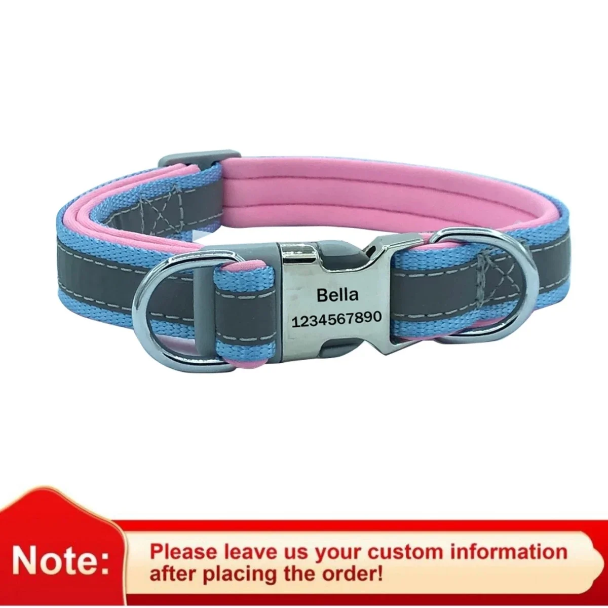 Blue pink collar