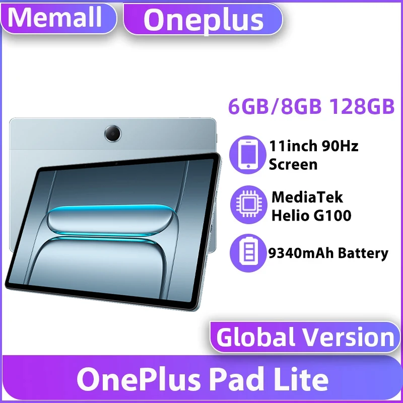 글로벌 버전 원플러스 패드 라이트 128GB ROM 미디어텍 Helio G100 11인치 2K 화면 쿼드 스피커 9340mAh 배터리 OxygenOS 안드로이드 태블릿