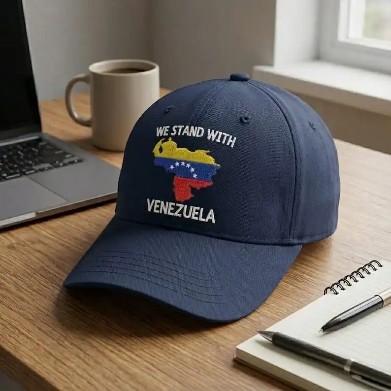 We Stand With Venezuela Embroidered Hat, Anti Trump Hat, Democrat Hat, Venezuela Solidarity Gift Cap
