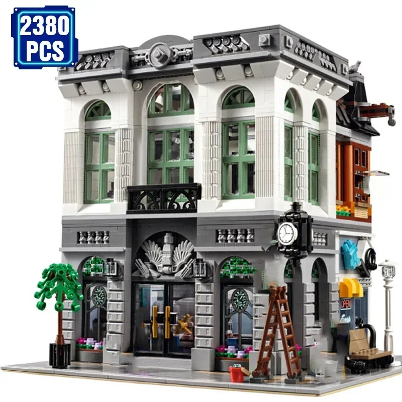 15001 Brick Bank Model Building Blocks Toy Compatible 10251 Educational Birthday Festival Boy Gifts building block toys,educational toy,building toy set