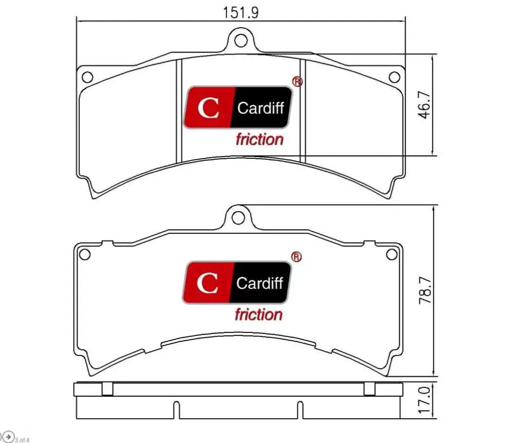 Ceramic brake pad CARDIFF fits JBT caliper sixpiston brake pad