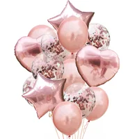 14pcs Rose Gold Mix Star Heart Confetti Latex Balloons Birthday Party Decorations Kids Adult Wedding Anniversary Globos Supplies 1