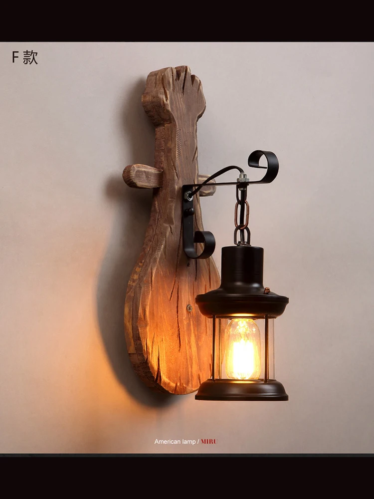 wall mounted lights Retro Classic Wall Lamp Wooden  Led Dining Bar Decoration Wall Light Bedroom Cafe Restaurant Wall Sconce Lamp Edison light Bulb glass wall lights