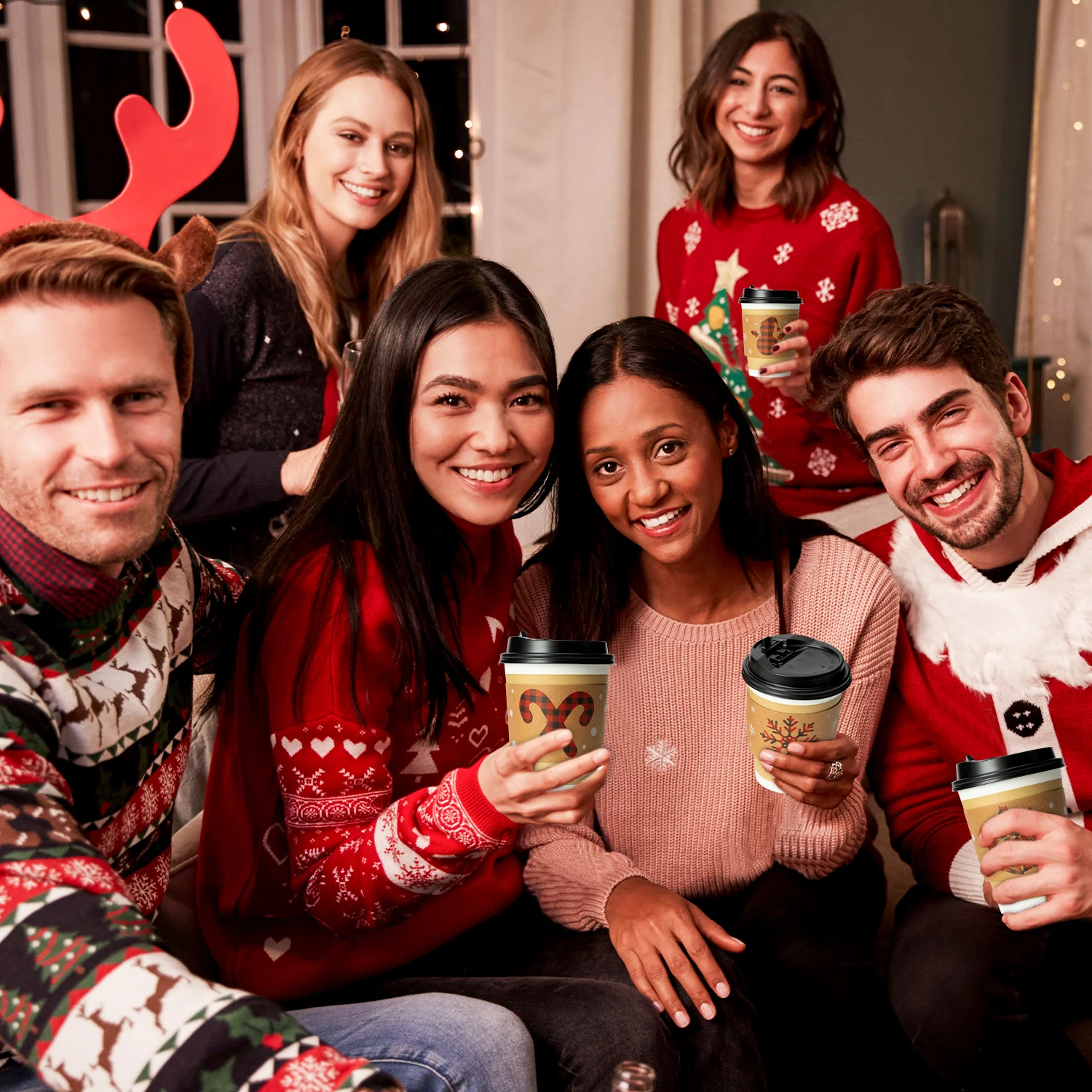 Christmas Paper Cup Set 40 PCS Party Hot Milk Tea Disposable Heat Insulation Waterproof Coffee Ironing Snow Elk Pattern