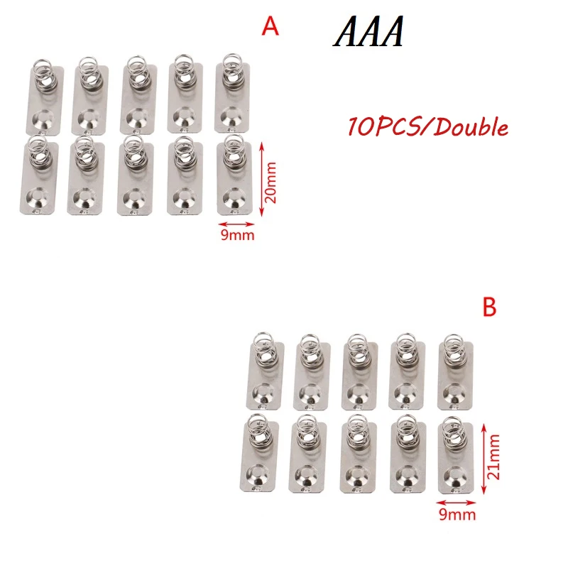 20/10pcs 21x9mm - + Replacement Metal Batteries Spring Contact Plate Silver Unidirectional Slot For AAA/AA Battery Case