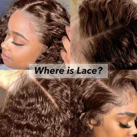 Perruque Lace Front 13x6 en Cheveux Humains, Ondulations Profondes Marron Chocolat, 36 Pouces, Effet Vague d'Eau, Densité 200%, Bouclée, Pré-épilée 2