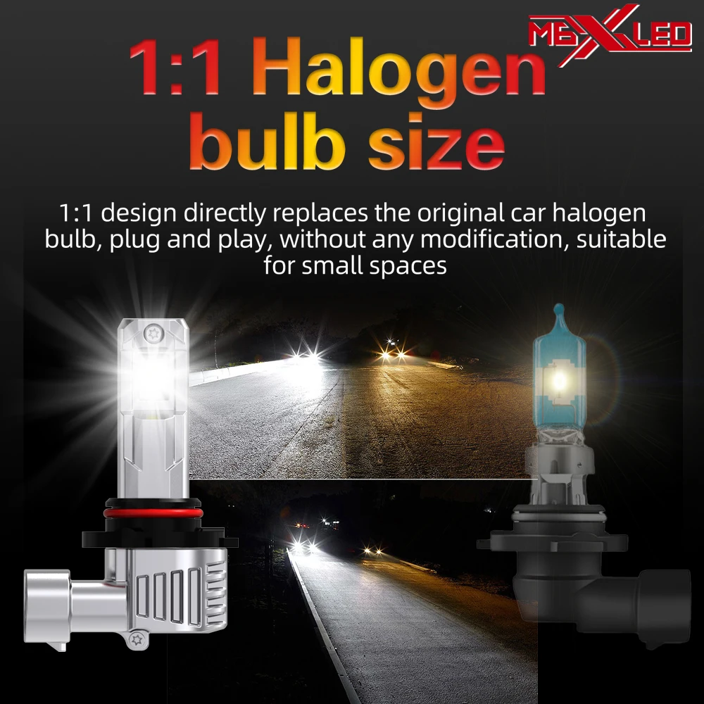 2개 HB3 P20d LED 9005 라이트 헤드라이트 자동차 터보 다이오드 전구 강력한 캔버스 오류 없음 어댑터 필요 없음 화이트 모토 안개등 12V