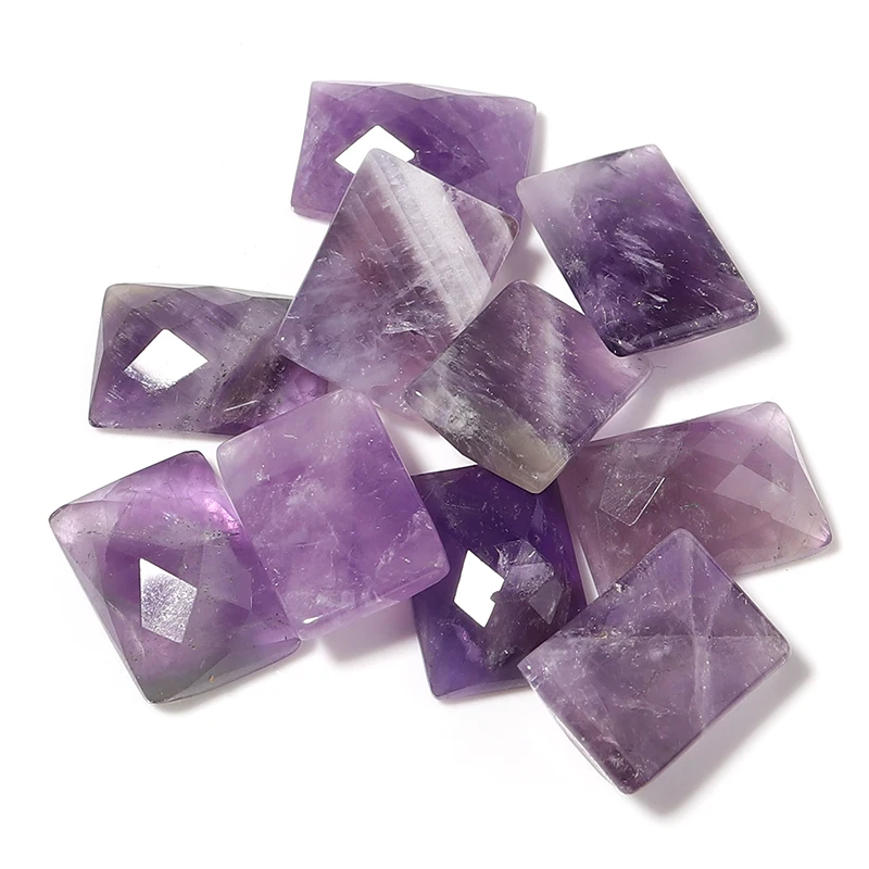 

5pcs Natural Stone Rectangle Diamond Section Amethyst Spacers 10x14mm For DIY Jewelry Making Pendant/Earrings Accessories