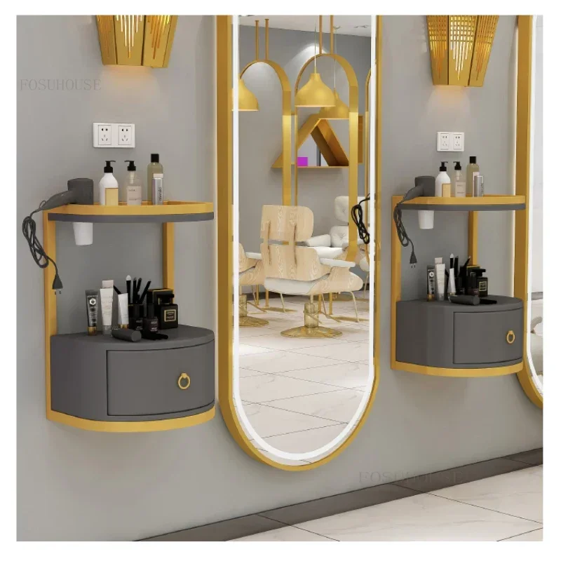 Multi Layer Storage Trolley Wall-mounted Luxury Shop Tool Cabinet Salon Trolleys Hair Salon Special Tool Trolley Wall Storage Hair Cutting Cabinet