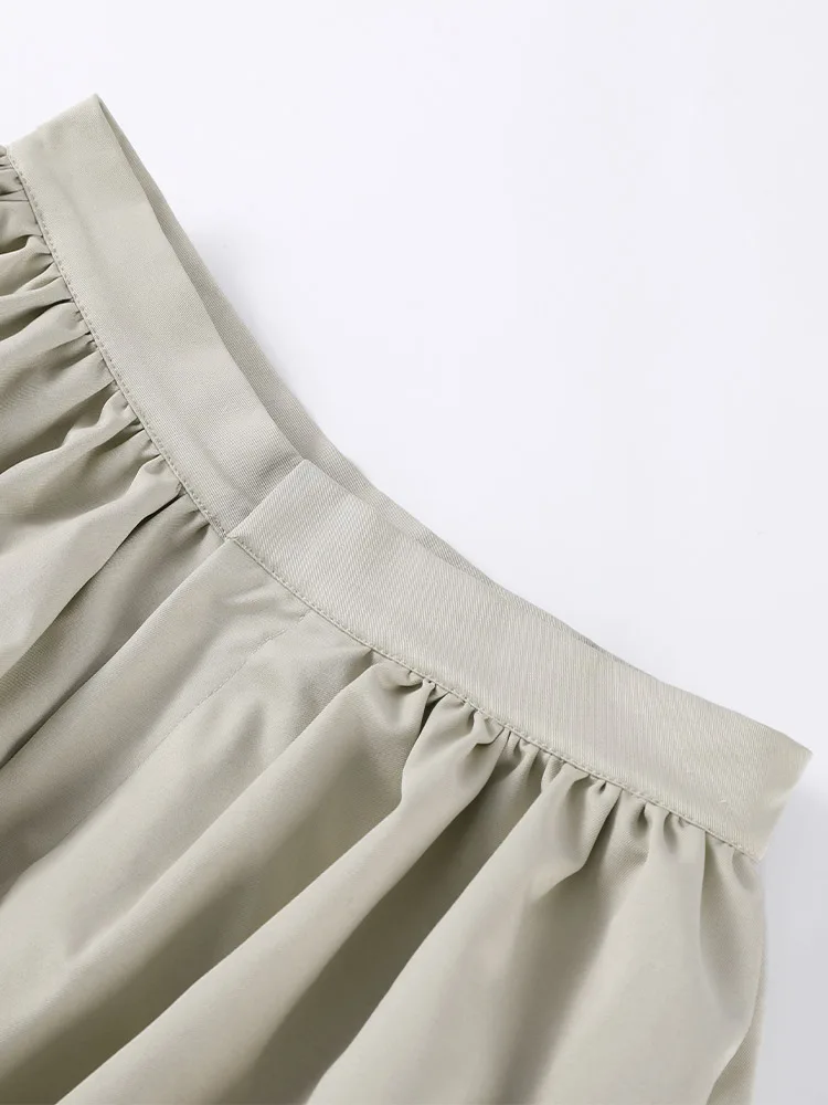 Frauen 2 Stücke Anzüge Revers Reißverschluss Bomberjacke Shorts Sets Herbst 2025 Weibliche Feste Lose Mantel Mit Hoher Taille Falten kurze Hosen – Detail 11