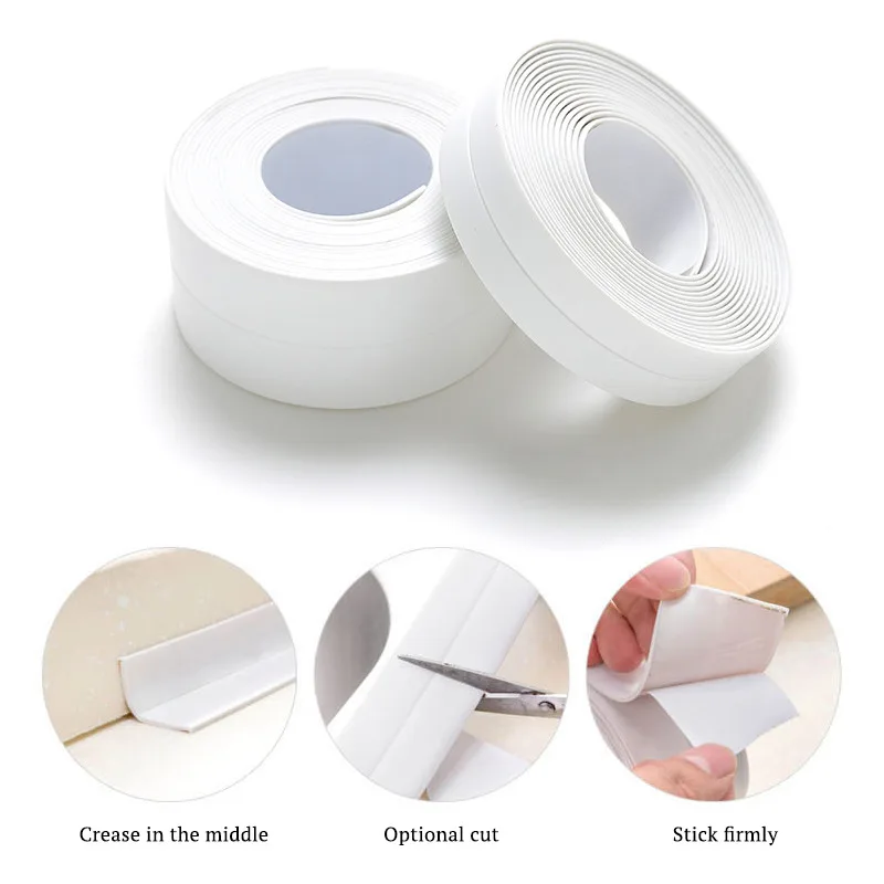 Sealing Tape Bathroom Shower PVC Bath Toilet Caulk Self Adhesive Waterproof Mildew Proof For Kitchen Sink Wall Corner