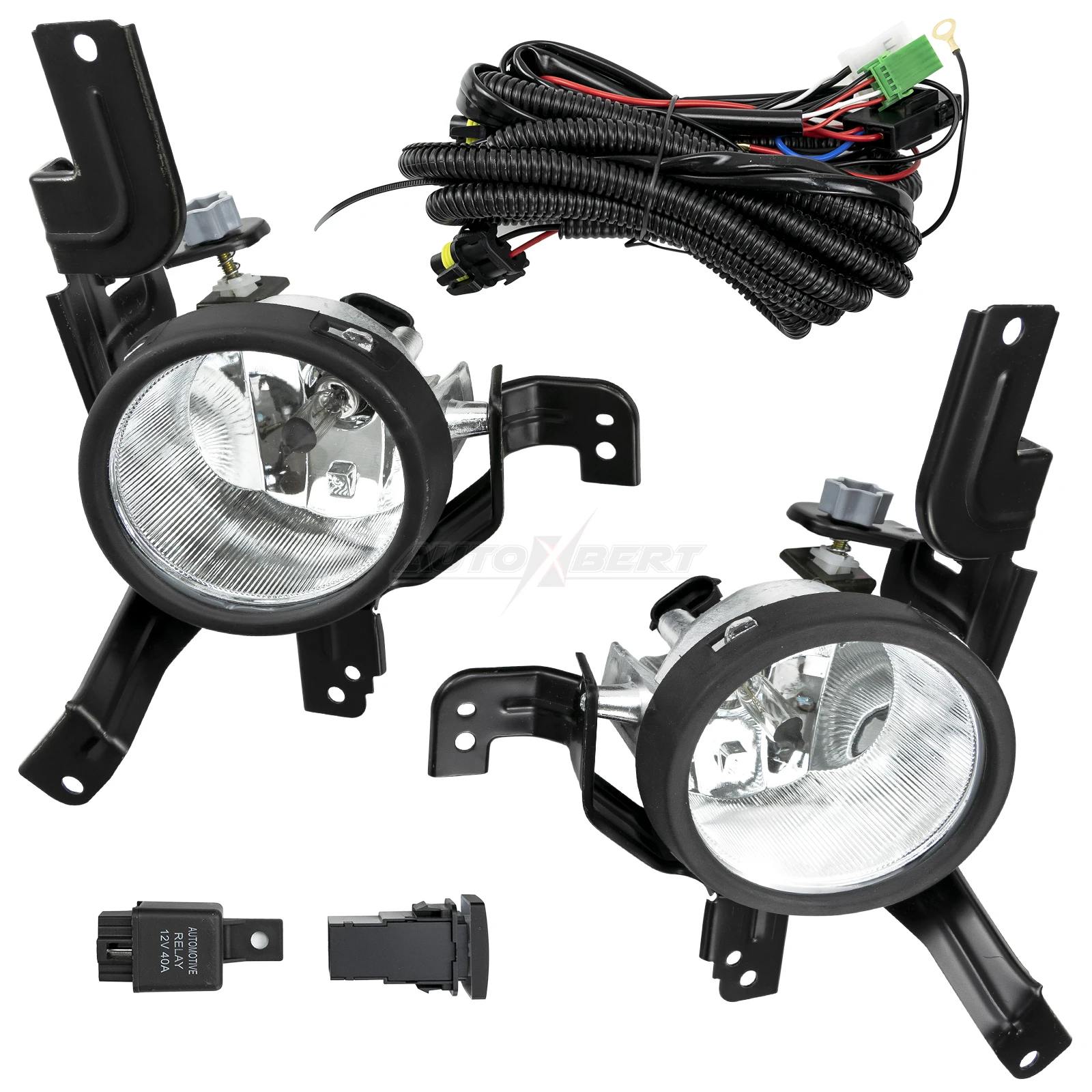 2Pcs 앞 범퍼 안개등 램프 어셈블리 55W 혼다 CR-V 2007 2008 2009 EX / EX-L/ LX 지우기 렌즈 전구 와이어 링 하네스