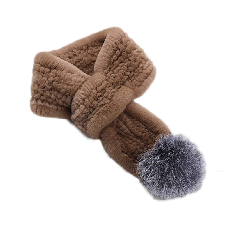 winter fur scarf real knit rex rabbit fur scarf with silver fox fur bigger balls fur pompoms fox fur shawls neckwarmer