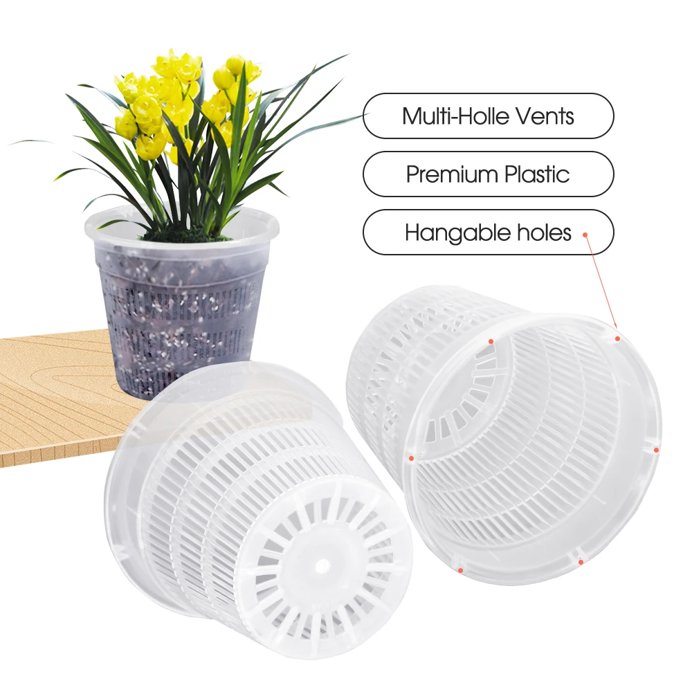 Clear Plastic Orchid Pots with Holes Breathable Slotted Planter for Home Decoration Garden Flower Basket Indoor Outdoor 5-20PCS flower pot,hydroponic flower pot,flowerpot gasket,plant pot