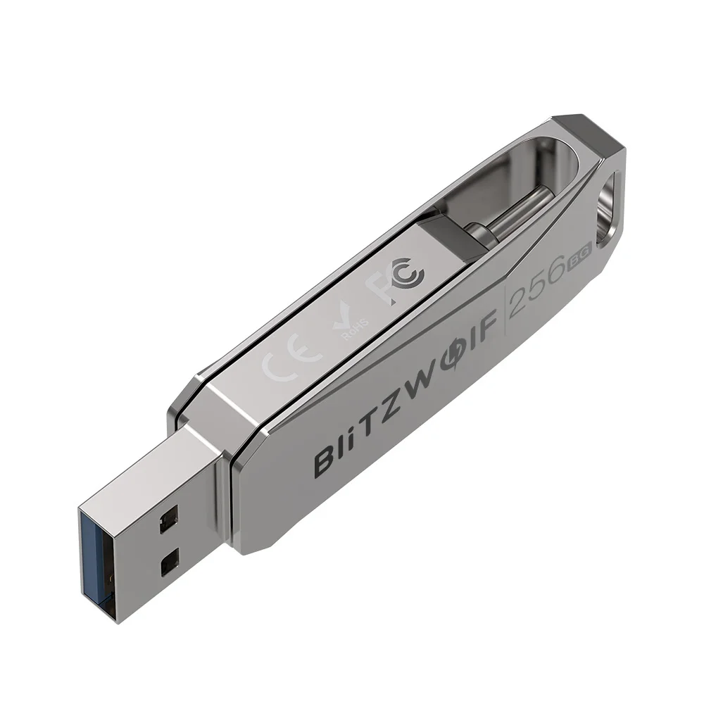 Tipo-c Usb Flash Drive Transmissão Ultra-rápida Rotação 360 ° Disco de Liga de Zinco 256gb 256gb Usb 3.0 em Blitzwolf-bw-upc2 - Imagem 2