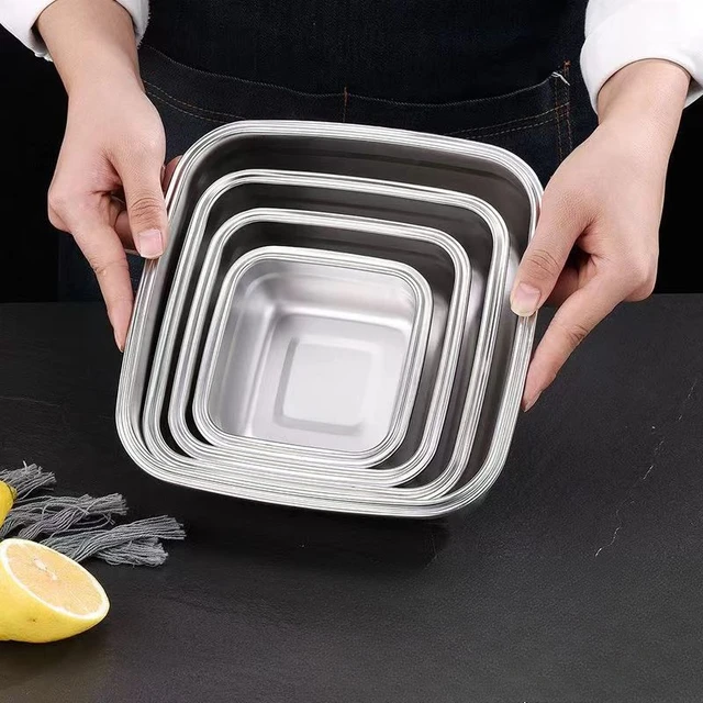 Contenedores de alimentos de acero inoxidable de 3 piezas, caja de almacenamiento de alimentos, fiambrera cuadrada de 400/750/1200ml 3