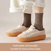5 Pairs of Women Is Autumn and Winter Solid Color Simple Plush Fleece Thick Warm Fashion Comfortable Mid-tube Socks 5