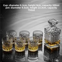 European luxury crystal whiskey glasses, sets of foreign liquor glasses, creative foreign liquor bottles, decanter with lid