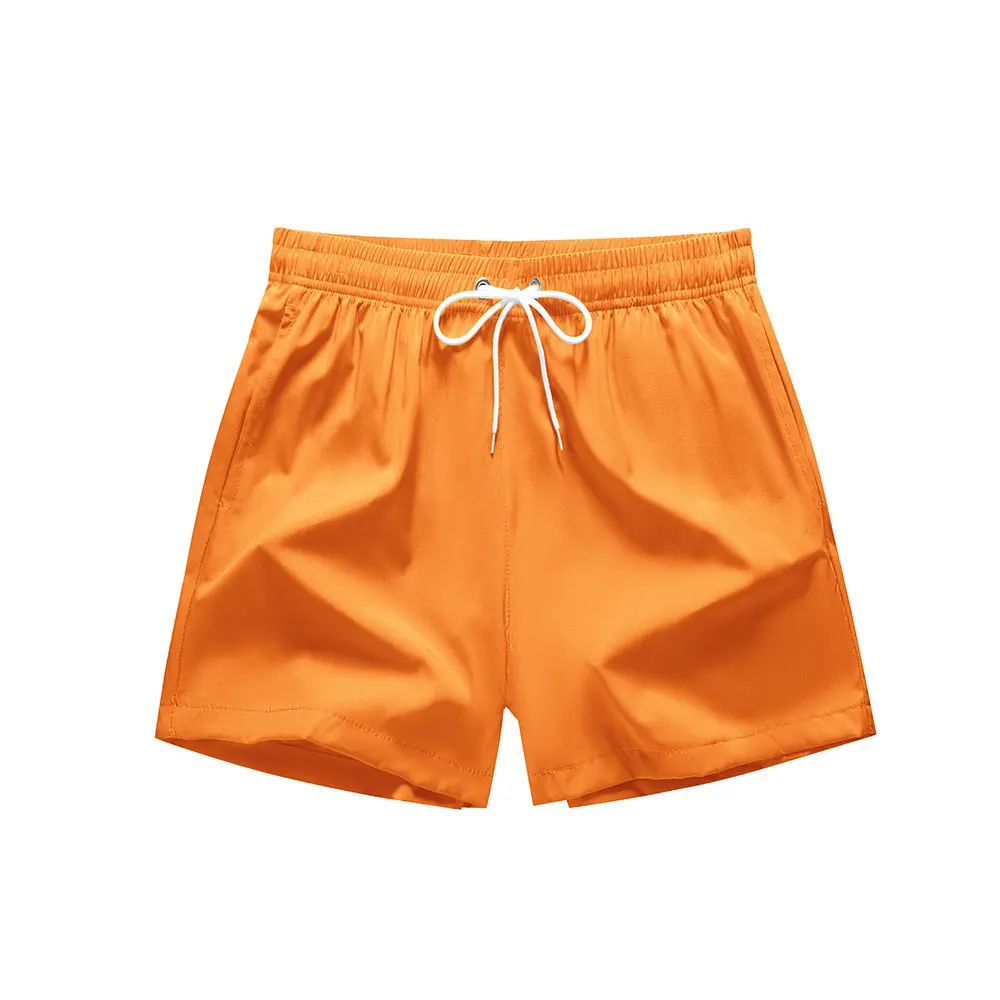 Erkek Düz Renk erkek mayoları Rahat Ve Nefes Alabilir Açık Cep İpli Tasarım Elastik Bel Yüzme Şort