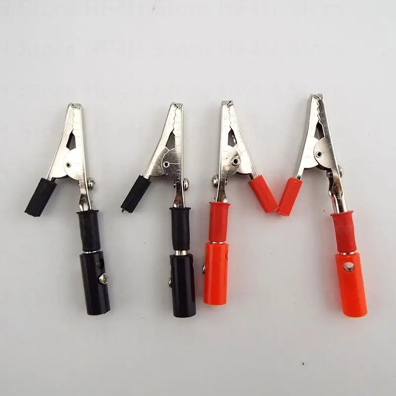 4mm banner plug Crocodile Clamp Probe Alligator Clip Alligator diy Test Probe Black Red Socket Cable Insulated electric clips B4