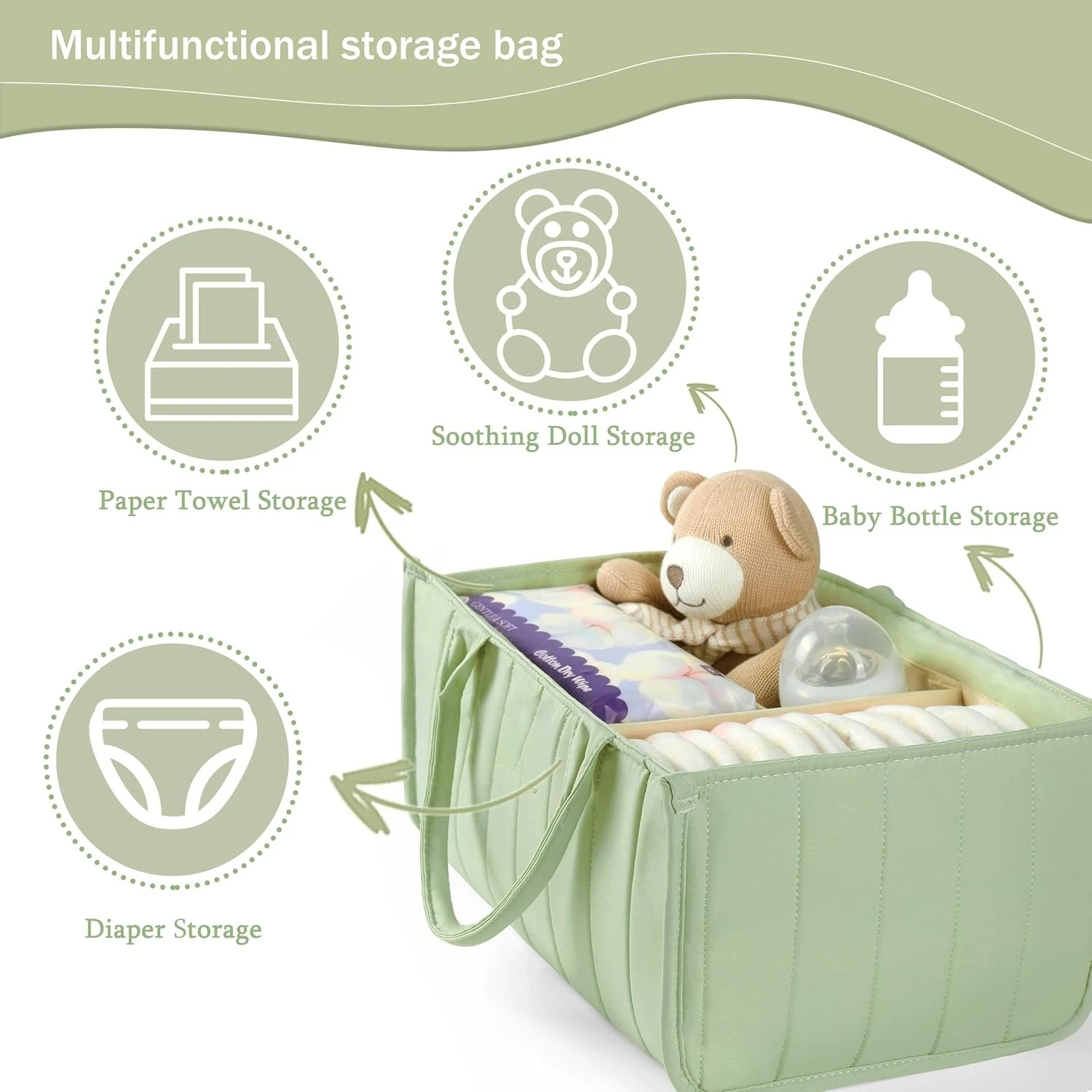 Spacious Diaper Caddy Organizer - Customizable Baby Organizers and Storage for Mom - Portable, Stylish Design