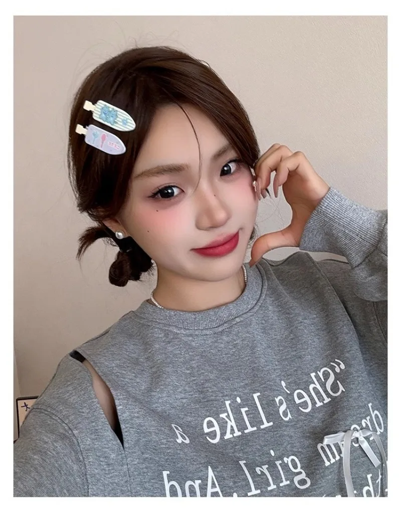 Cute Cartoon Kitten No Bend Seamless Hair Clips Side Bangs Barrette Makeup Washing Face Accessories Women Girls Styling Hairpins