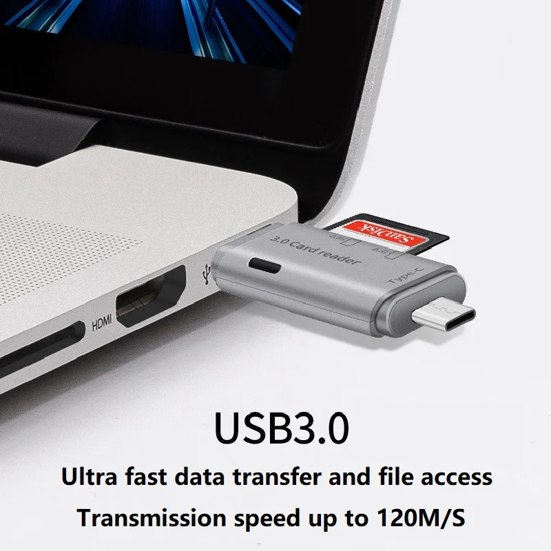 2 in 1 Micro SD Card Reader USB-C USB 3.0 SD TF Memory Card Reader Camera Adapter for SDXC MMC Micro SDHC UHS-I
