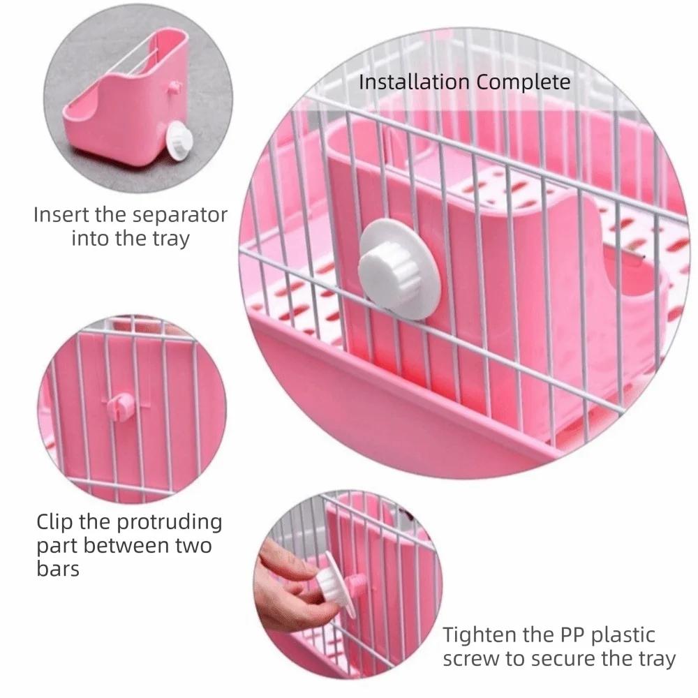 Accessori per Gabbie: Mangiatoia per Fieno 2 in 1, Rastrelliera Fissa per Erba, Mangiatoia Anti-Masticazione per Piccoli Animali, Rastrelliera per Fieno Anti-Ribaltamento Durevole per Conigli - immagine 6