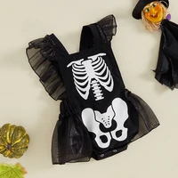 Baby Clothing Girl Halloween Romper Skeleton Print Ruffles Jumpsuit for Newborn Cute Clothes 3
