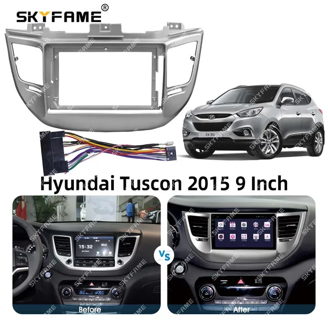 車用ラジオフェイシア Hyundai Tucson IX35 2010+ ナビゲーション取り付けパネルフレームケーブル 7インチ カ に適合する Ix35  2010 2011 2012 2013-2015 フレームビデオプレーヤーナビゲーションDVDパネルトリム9. EPYBVTGD(小さな店)  に適合する ヒュンダイ に適合する ... 車用ラジオフレーム Hyundai Tucson IX35 2010+ ナビゲーション取り付けパネルフレームケーブル 7インチ カー