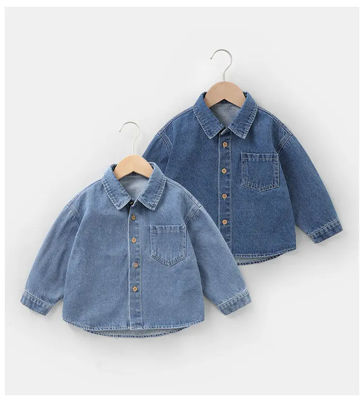 Girls Boys Denim Shirts for Spring Autumn Summer