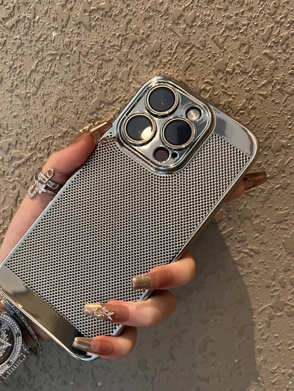 【 High Quality 】 Silver Plated Heat Dissipation Phone Case iphone15 New iPhone 15Promax Premium 13 Sets 14 Anti Drop 12_voghion.com