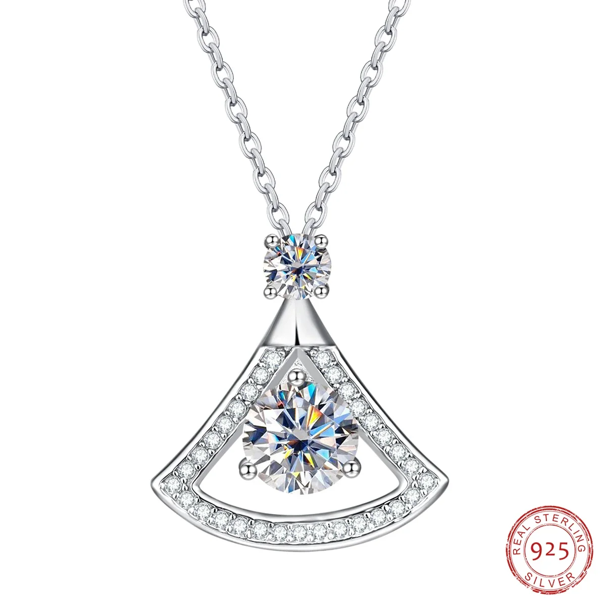 

1ct D Color Moissanite Diamond Elegant Pendant Necklace 925 Sterling Silver 40+2+3cm Chain Fine Jewelry Wholesale