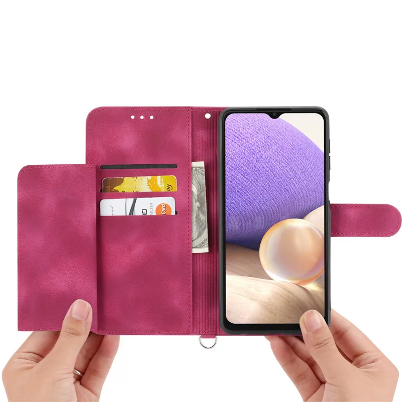 Leather Magnetic Flip Wallet Phone Case with Floral Design