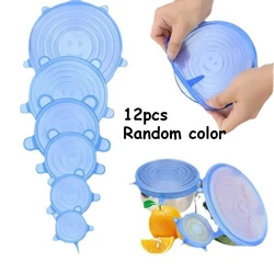 Eco - Friendly Reusable Silicone Stretch Lids - Versatile Food Covers (12pcs Random color)
