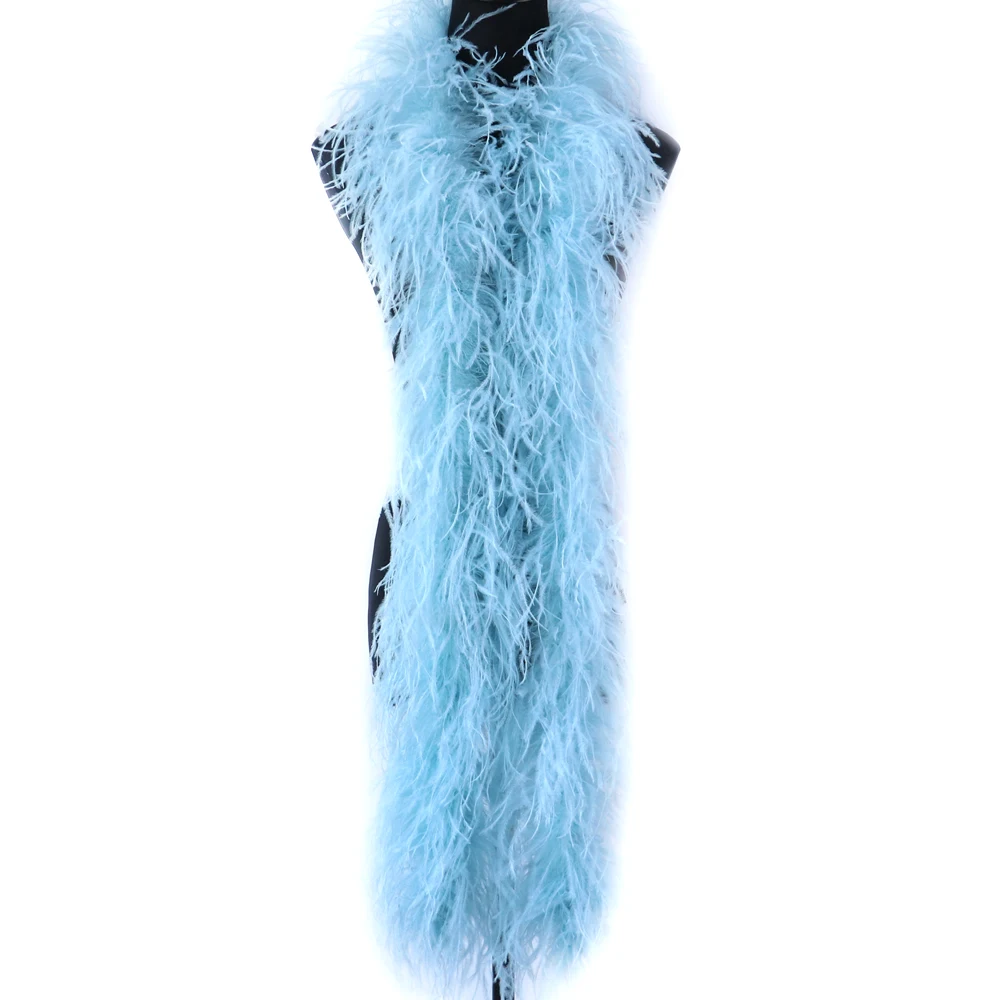 Fluffy Blue Large Ostrich Feather Boa Decoration for Party Wedding Clothes  Sewing Mini Dress Shawl Crafts