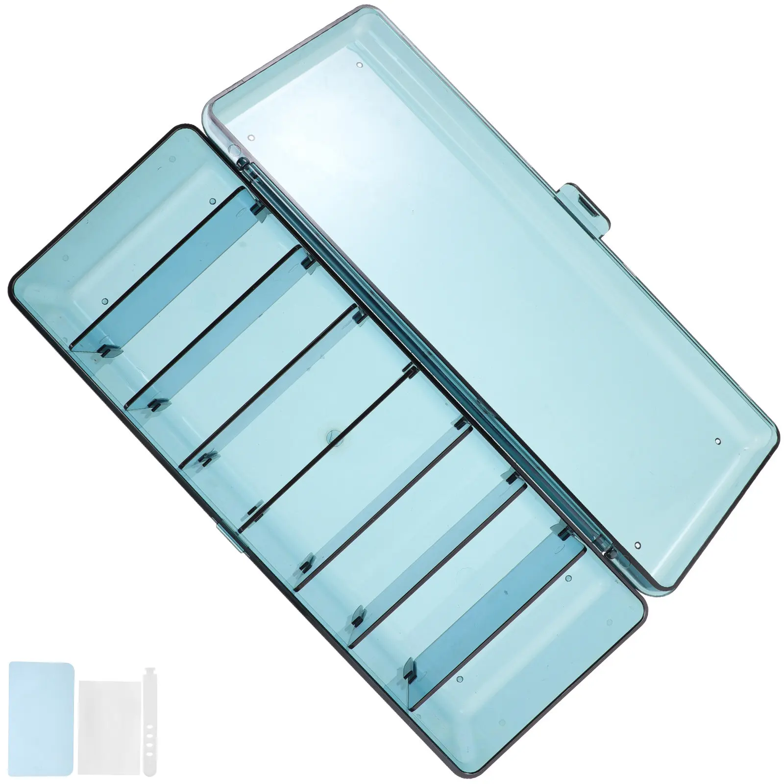 1세트 데이터 케이블 보관함 투명 정리함 데스크탑 코드 정리함 뚜껑 스트랩 정..