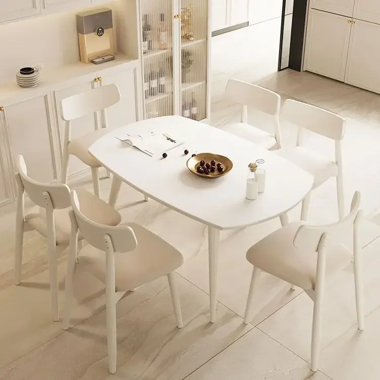 

Rock dining table retractable folding small household cream wind simple multifunctional table dual-purpose variable round table