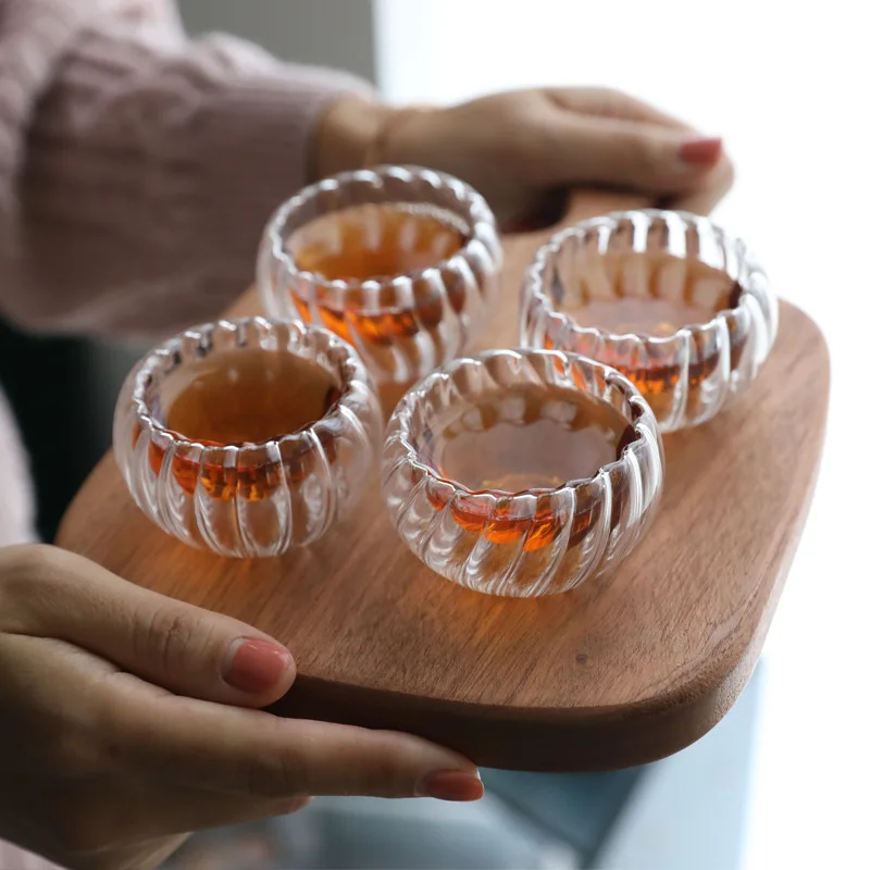 6/4/2PC Double Wall Glass Cup Transparent Handmade Heat Resistant Beer Tea Drink Kungfu Teacup MINI Whisky Cup Espresso Coffee