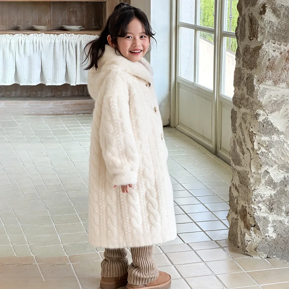 Childrens Clothing New Girls Fur Coat Baby Thick Versatile Solid Color Childrens Winter Coat