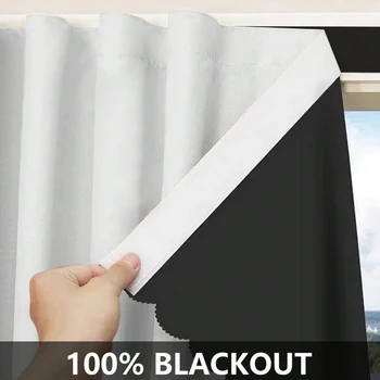 1pc INS Style High Cost-Effective White 100% Blackout Curtains, No-Drill Self-Adhesive, Cozy Decor for Bedroom Kitchen 1