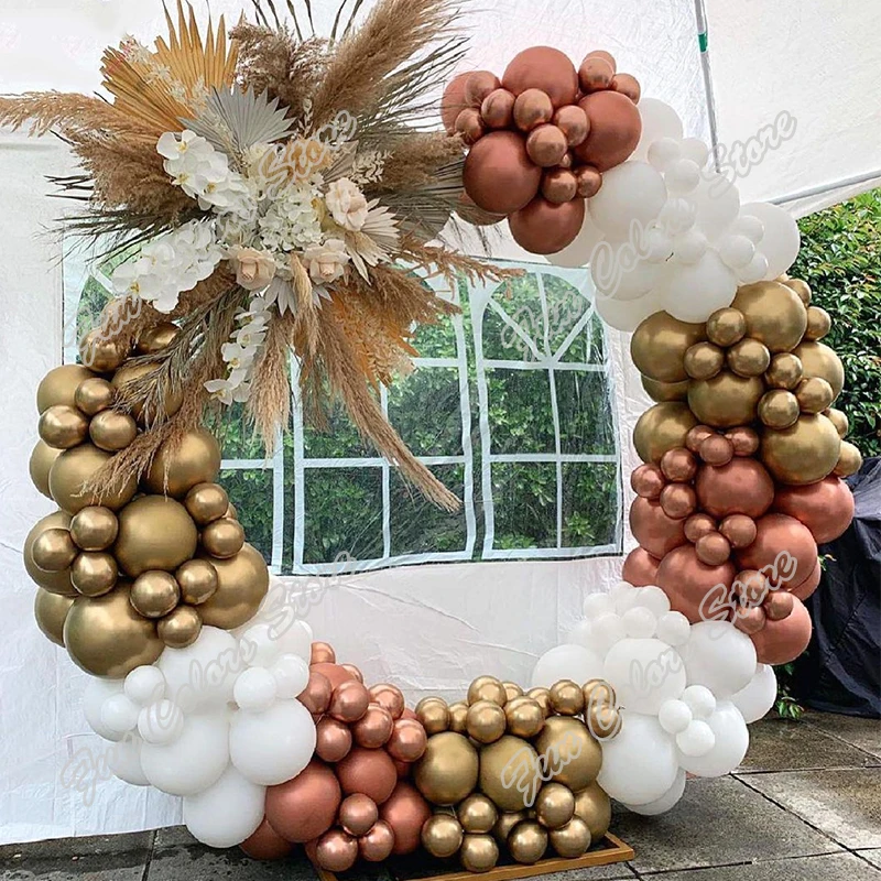 

Rose Gold Balloons Wedding Birthday Party Backdrop Baby Shower Kid Golden Holiday Dinner Table White Decoration Balloon Garland