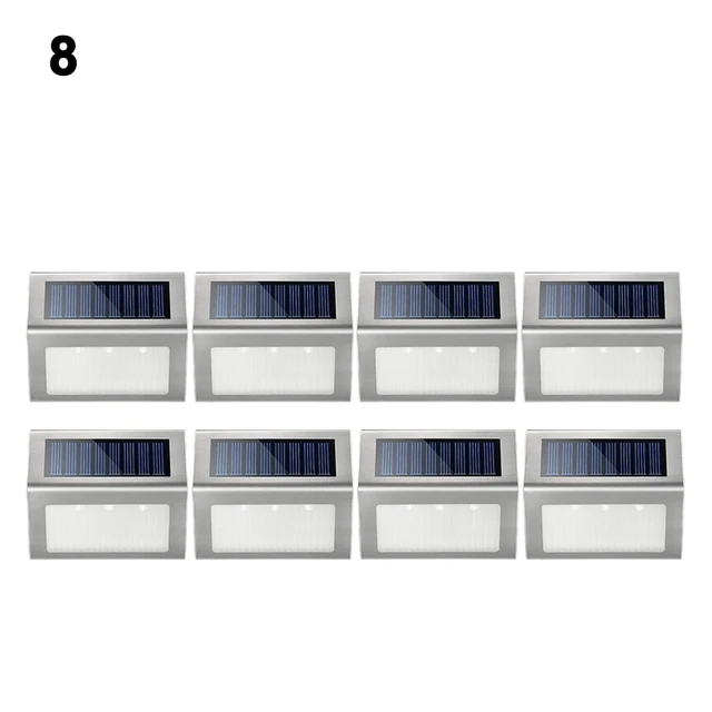 Outdoor LED Lights Solar Powered 3LED Waterproof Garden Wall Lamp For Fence Deck Stair Lights Decoration 8PACK