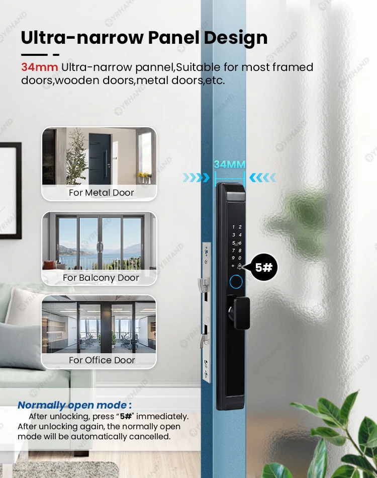 TUYA WiFi Smart Door Lock Waterproof Keyless Digital Electronic Lock Fingerprint