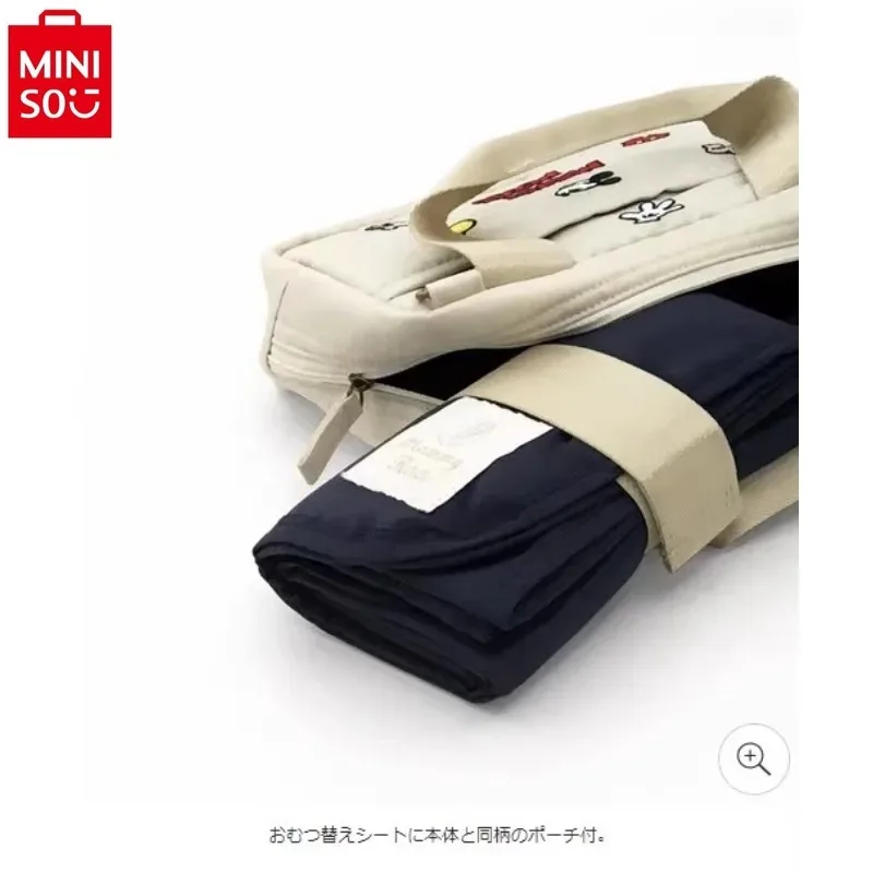 MINISO Disney Fashion Embroidered Mickey Printed Tote Bag Women's High Quality Canvas Cute Versatile Handbag