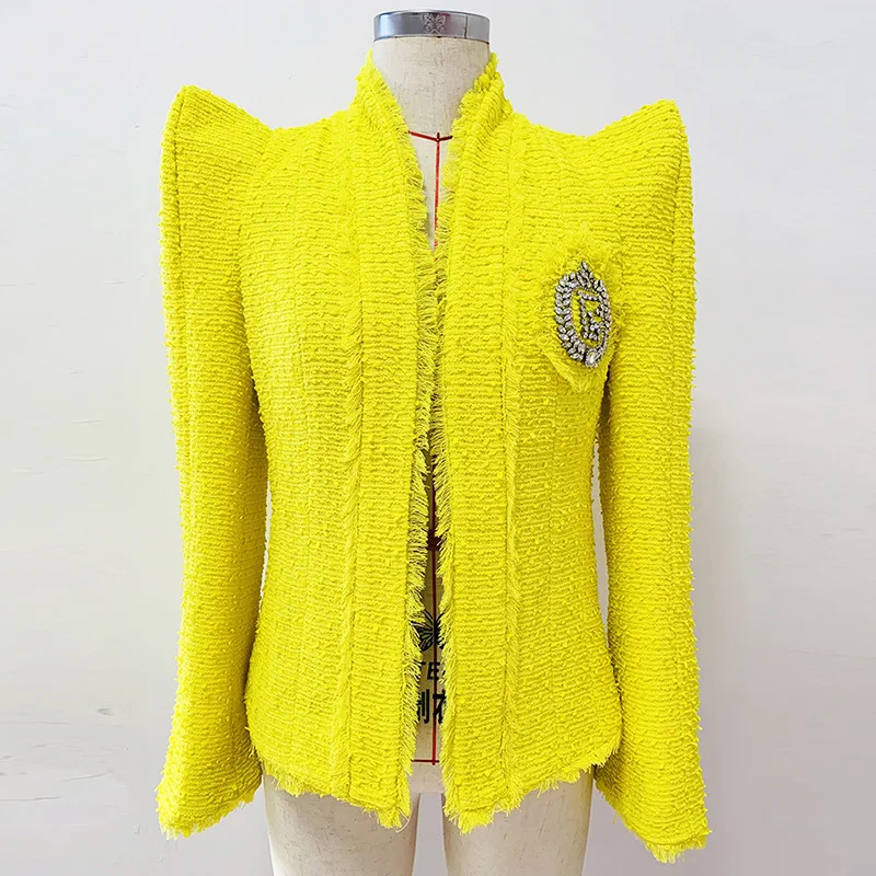 

Autumn And Winter 2022 New European And American Fashion Personality Shrug Stud Logo Fringe Tweed Women's Jacket