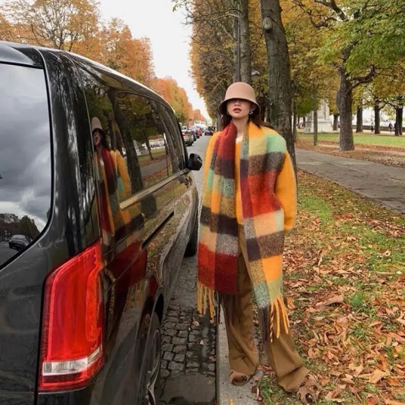 Bufanda gruesa y cálida para mujer, chal de Cachemira de lujo, Pashmina, pañuelo para el cuello, largo, Tessel Echarpe, invierno, nuevo, 2023