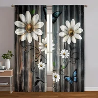 2pcs, Curtains Digital Printed 2D print Daisies And Butterflies Machine Washable Polyester (without rod) Art Deco Festive Use 1