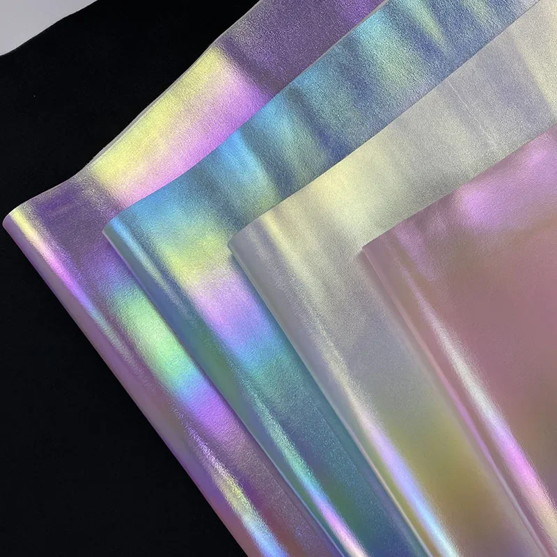 Rainbow Gradient Fine Pattern Leather Fabric Handbag Makeup Bag Evening Bag Napa Texture Artificial Leather Clothing Fabric