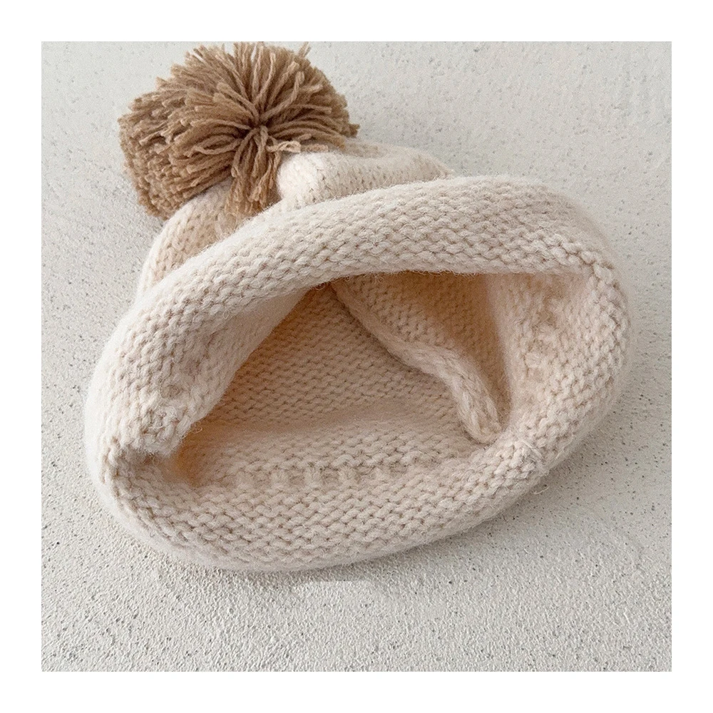 Kids Winter Knitted Hat Warm Colorful Ball Cap